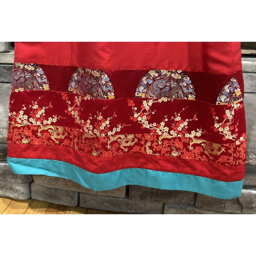 Vintage Sue Wong Red Maxi Dress with Turquoise and Gold Accents Size 4 - Picture 3 of 6